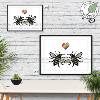 Manchester Bee: Bee Loved (Rainbow Pride Heart) Fine Art Print