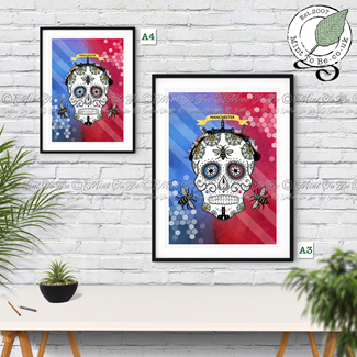 Celebrate Manchester Sugar Skull Fine Art Print