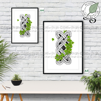 Celtic Band Knot With Foliage Fine Art Print