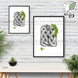 Celtic Beast Knot With Foliage Fine Art Print