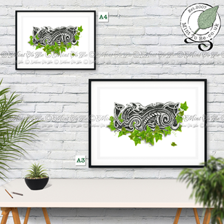 Celtic Dog With Foliage Fine Art Print