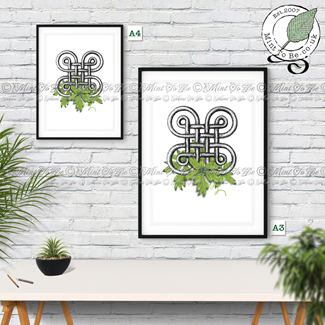Celtic Square Knot With Foliage Fine Art Print