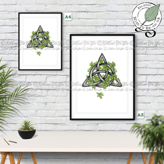 Celtic Triquetra (Trinity) Knot With Foliage Fine Art Print