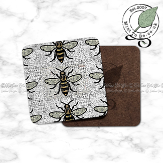 Manchester Bee (Small Bee) Places Mosaic Collage Coaster