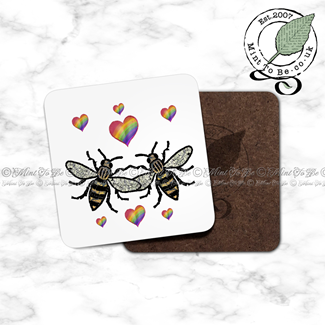 Manchester Bee: Bee Loved (Rainbow Pride Hearts) Coaster