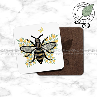 Manchester Bee: Floral Butterfly Bee Coaster