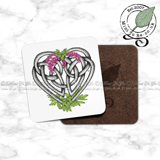 Celtic Heart Knot With Flowers & Foliage Coaster