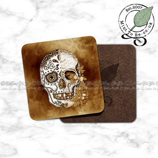 Vintage Sepia Sugar Skull Coaster