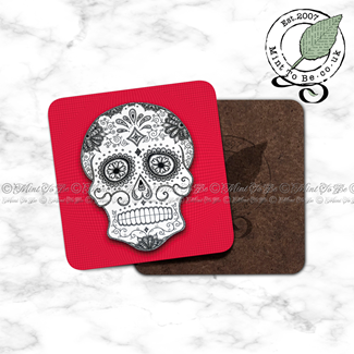Red Sugar Skull Coaster