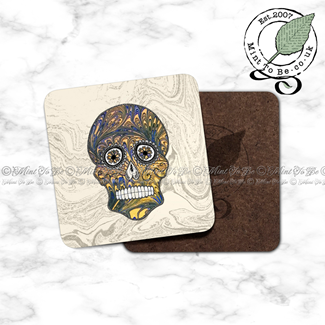 Marbled (Yellow & Blue) Sugar Skull Coaster