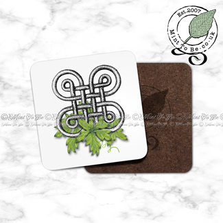 Celtic Square Knot With Foliage Coaster