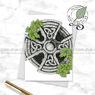 Celtic Stone Cross & Foliage Card