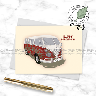 Red Campervan Birthday Card