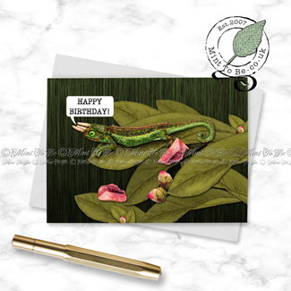 Three Horned Chameleon Birthday Card