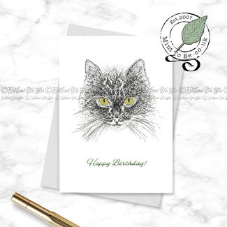 Stippled Dots Cat Birthday Card