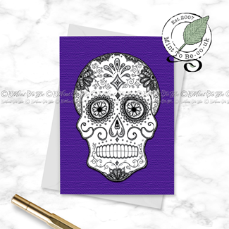 Purple Sugar Skull Card