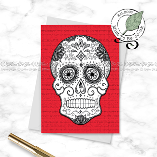 Red Sugar Skull Card