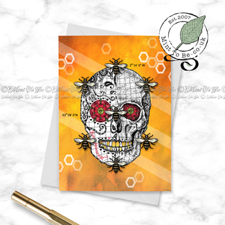 Love Manchester Bee Sugar Skull (Gold) Card