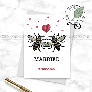 Manchester Bee: Bee Married (Red Hearts) Card