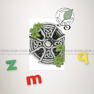 Celtic Stone Cross With Foliage Magnet