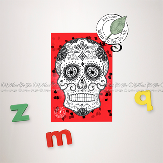 Red Sugar Skull Magnet
