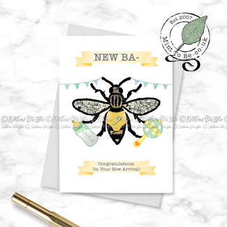 Manchester Bee New Baby Card