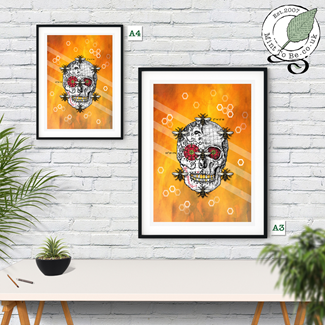 Love Manchester Bee Sugar Skull (Gold) Fine Art Print