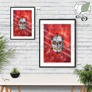 Love Manchester Bee Sugar Skull (Red) Fine Art Print