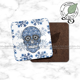 Blue Lobelia Sugar Skull Coaster